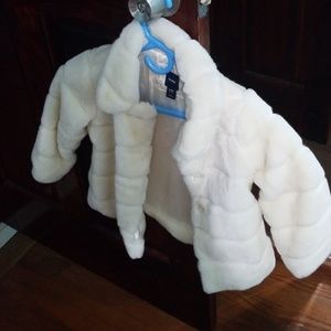 White faux fur toddler jacket